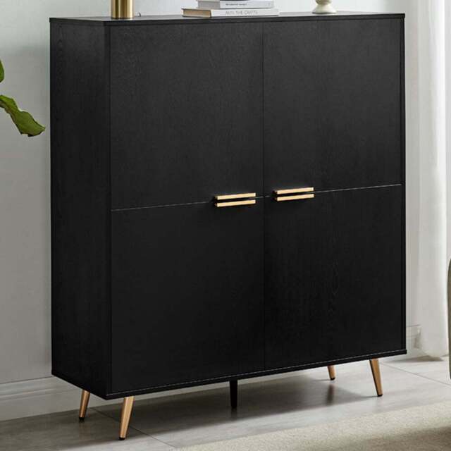Furniturebox Ivata 4 Door Black and Copper Effect Large Sideboard - Size: 39.6 x 117.4 x 39.6cm - Wilko - image 1