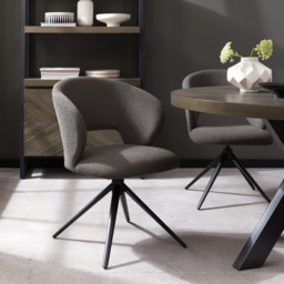 Bentley Designs Stella Grey Boucle Fabric Swivel Chair - Size: 83 x 57 x 61cm - Wilko - thumbnail 6