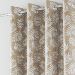 Enhanced Living Oakland Latte Leaf Print Blackout Eyelet Thermal Curtains 117 x 137cm - Brown - Wilko - thumbnail 3