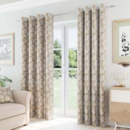 Enhanced Living Oakland Latte Leaf Print Blackout Eyelet Thermal Curtains 117 x 137cm - Brown - Wilko