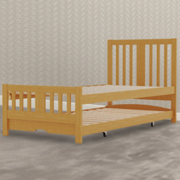Natural Wood Guest Bed and Trundle - Size: Single - Cream - Wilko - thumbnail 1