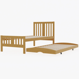 Natural Wood Guest Bed and Trundle - Size: Single - Cream - Wilko - thumbnail 6