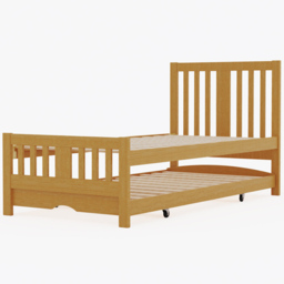 Natural Wood Guest Bed and Trundle - Size: Single - Cream - Wilko - thumbnail 3