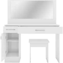 Seconique Nevada White Gloss Dressing Table Set with Mirror - Size: 40 x 108 x 127cm - Wilko - thumbnail 5
