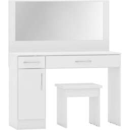 Seconique Nevada White Gloss Dressing Table Set with Mirror - Size: 40 x 108 x 127cm - Wilko - thumbnail 3