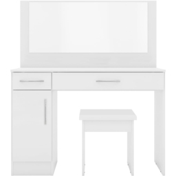 Seconique Nevada White Gloss Dressing Table Set with Mirror - Size: 40 x 108 x 127cm - Wilko - thumbnail 4