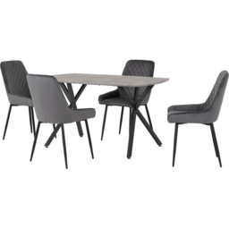 Seconique Athens Avery 4 Seater Dining Set Concrete and Grey - Wilko - thumbnail 3