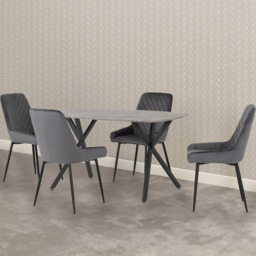 Seconique Athens Avery 4 Seater Dining Set Concrete and Grey - Wilko