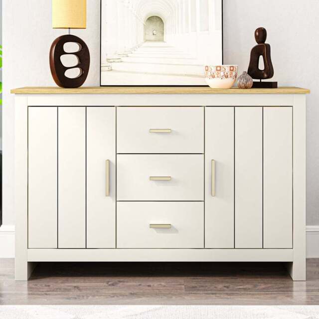 Lexington  2 Door 3 Drawer Cream and Gold Sideboard - Wilko - image 1