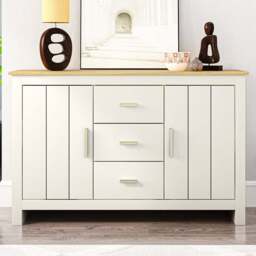 Lexington  2 Door 3 Drawer Cream and Gold Sideboard - Wilko