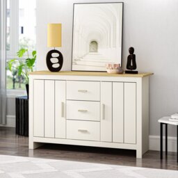 Lexington  2 Door 3 Drawer Cream and Gold Sideboard - Wilko - thumbnail 4