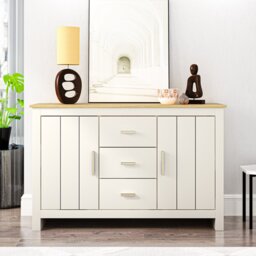 Lexington  2 Door 3 Drawer Cream and Gold Sideboard - Wilko - thumbnail 3