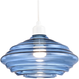 Happy Homewares Midnight Blue Ribbed Honeycomb Glass Pendant Light Shade - Size: 16 x 26 x 26cm - Wilko - thumbnail 7