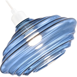 Happy Homewares Midnight Blue Ribbed Honeycomb Glass Pendant Light Shade - Size: 16 x 26 x 26cm - Wilko - thumbnail 5