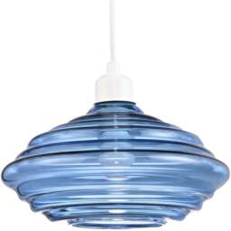 Happy Homewares Midnight Blue Ribbed Honeycomb Glass Pendant Light Shade - Size: 16 x 26 x 26cm - Wilko - thumbnail 1
