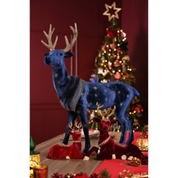 The Seasonal Gift Co Regal Tidings Red Velvet Sitting Deer 30cm - Size: 28 x 31 x 19cm - Burgandy - The Seasonal Gift Co. - Wilko - thumbnail 3