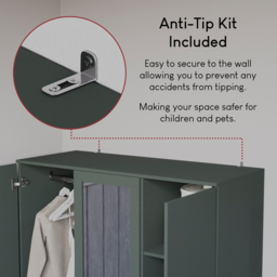 Vida Designs Riano 3 Door 2 Drawer Green Mirrored Wardrobe - Size: 3 Door, 2 Drawer - Wilko - thumbnail 7