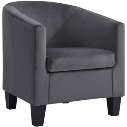 Home Detail Canberra Dark Grey Velvet Tub Chair - Size: Single - Wilko - thumbnail 3