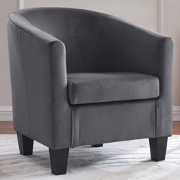 Home Detail Canberra Dark Grey Velvet Tub Chair - Size: Single - Wilko