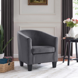 Home Detail Canberra Dark Grey Velvet Tub Chair - Size: Single - Wilko - thumbnail 5