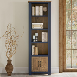 Baumhaus Splash of Blue 2 Door 4 Shelf Narrow Bookcase - Wilko - thumbnail 1