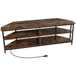 Costway 4 Shelf Brown Corner TV Unit with AC Outlet - Size: 151 x 51 x 12cm - Wilko - thumbnail 3