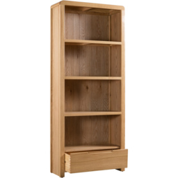 Julian Bowen Curve Single Drawer 4 Shelves Oak Tall Bookcase - Size: 4 Shelf - Wood - Wilko - thumbnail 5