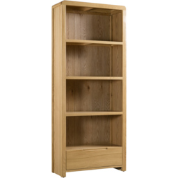 Julian Bowen Curve Single Drawer 4 Shelves Oak Tall Bookcase - Size: 4 Shelf - Wood - Wilko - thumbnail 3