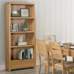 Julian Bowen Curve Single Drawer 4 Shelves Oak Tall Bookcase - Size: 4 Shelf - Wood - Wilko - thumbnail 7
