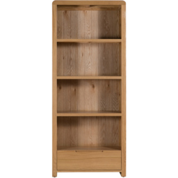 Julian Bowen Curve Single Drawer 4 Shelves Oak Tall Bookcase - Size: 4 Shelf - Wood - Wilko - thumbnail 4