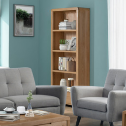 Julian Bowen Curve Single Drawer 4 Shelves Oak Tall Bookcase - Size: 4 Shelf - Wood - Wilko - thumbnail 6