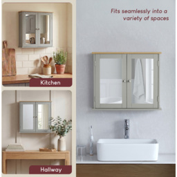 Bath Vida Priano Wide 2 Door Mirror Bathroom Cabinet - Size: 47 x 57 x 18cm - Wilko - thumbnail 6