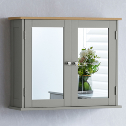 Bath Vida Priano Wide 2 Door Mirror Bathroom Cabinet - Size: 47 x 57 x 18cm - Wilko - thumbnail 1