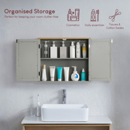 Bath Vida Priano Wide 2 Door Mirror Bathroom Cabinet - Size: 47 x 57 x 18cm - Wilko - thumbnail 7