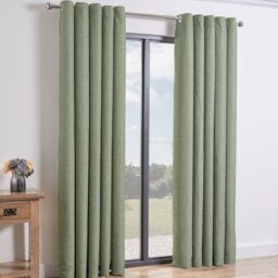 Taylor Blackout Eyelet Curtains - Green/168cm/183cm - Size: W 168 x D 183cm - My Home - Wilko
