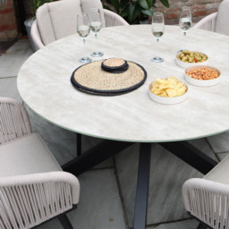 Royalcraft Bali 4 Seater Round Ceramic Rope Dining Set - Grey - Wilko - thumbnail 6