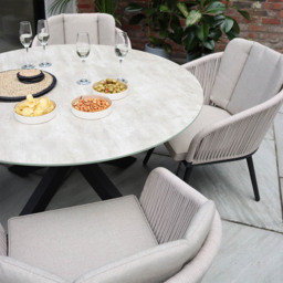 Royalcraft Bali 4 Seater Round Ceramic Rope Dining Set - Grey - Wilko - thumbnail 7