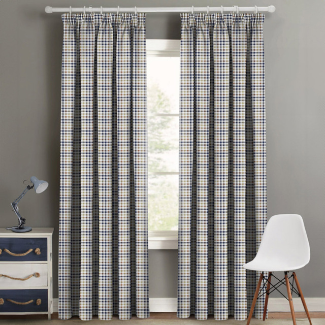 Velosso Denim Patchwork Curtain Pair 168X189cm - Size: W 168 x D 189cm - Blue - Wilko - image 1