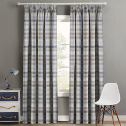 Velosso Denim Patchwork Curtain Pair 168X189cm - Size: W 168 x D 189cm - Blue - Wilko - thumbnail 1