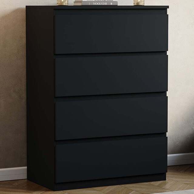 Vida Designs Denver 4 Drawer Black Chest of Drawers - Wilko - image 1