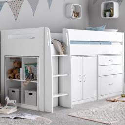 Bedmaster Lacy White Storage Mid Sleeper - Size: Single - Wilko