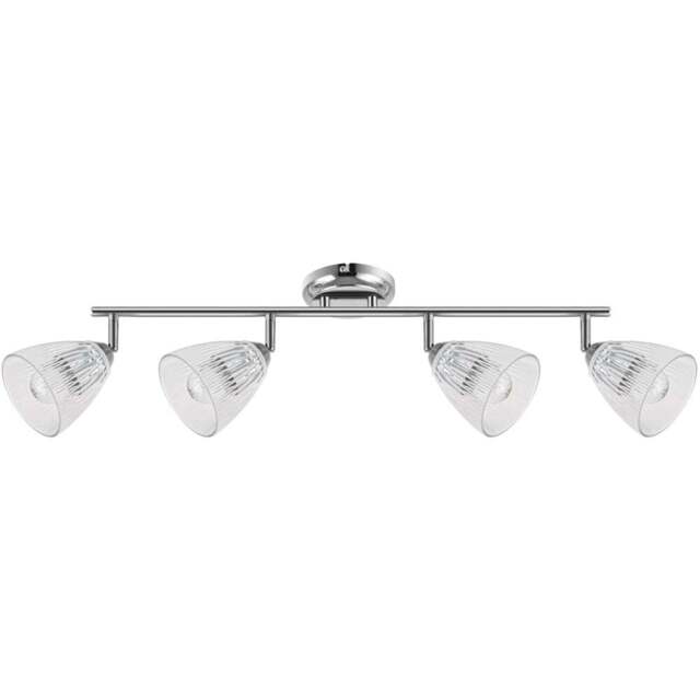 Cosylyte Athella Bathroom 4 Light Modern Ribbed Glass Spotlight - Size: 76 x 21 x 15.5cm - Silver - Wilko - image 1