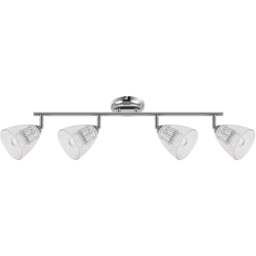 Cosylyte Athella Bathroom 4 Light Modern Ribbed Glass Spotlight - Size: 76 x 21 x 15.5cm - Silver - Wilko