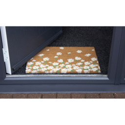 Eselle Astley Daisy Printed Neutral Coir Door Mat 40 x 60cm - Size: 40 x 60 x 1.5cm - Brown - Wilko - thumbnail 4