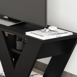 Decortie Pipralla 2 Shelf Black Bute Effect Modern TV Unit - Size: 40 x 110 x 30cm - Wilko - thumbnail 4