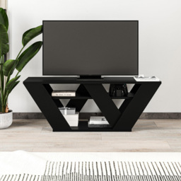 Decortie Pipralla 2 Shelf Black Bute Effect Modern TV Unit - Size: 40 x 110 x 30cm - Wilko - thumbnail 6