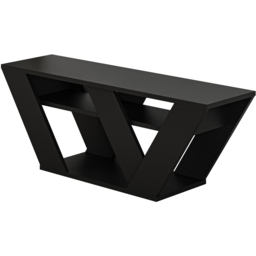Decortie Pipralla 2 Shelf Black Bute Effect Modern TV Unit - Size: 40 x 110 x 30cm - Wilko - thumbnail 3