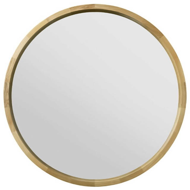 The Naturalis Solid Oak Round Deep Dish Framed Mirror 80 x 80cm - Cream - MirrorOutlet - Wilko - image 1