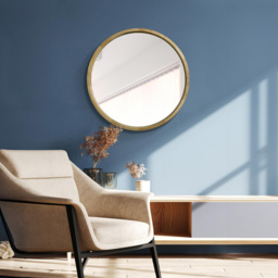 The Naturalis Solid Oak Round Deep Dish Framed Mirror 80 x 80cm - Cream - MirrorOutlet - Wilko - thumbnail 3