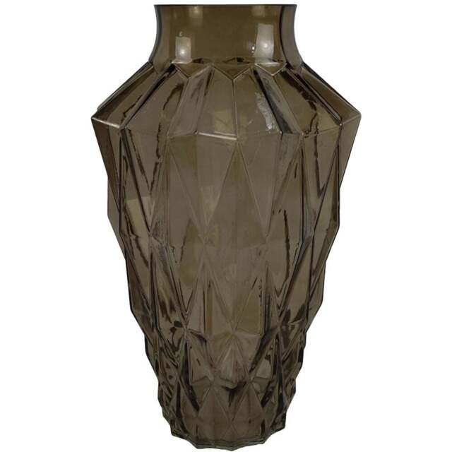 Botanik Brown Geometric Glass Vase 30cm - Size: 30 x 20 x 20cm - Wilko - image 1